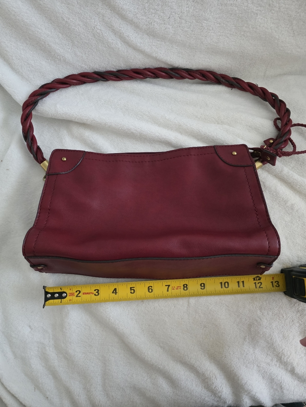 Vintage Relic Shoulder Bag Twisted Strap Dark Red Wine Y2K Western F. Leather - Picture 7 of 9